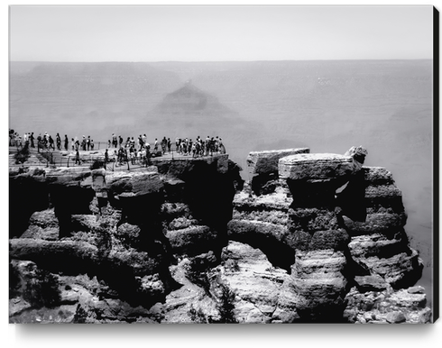 mountain desert view at Grand Canyon national park Arizona in black and white Canvas Print by Timmy333