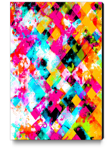 colorful geometric pixel square pattern abstract background in pink blue orange Canvas Print by Timmy333