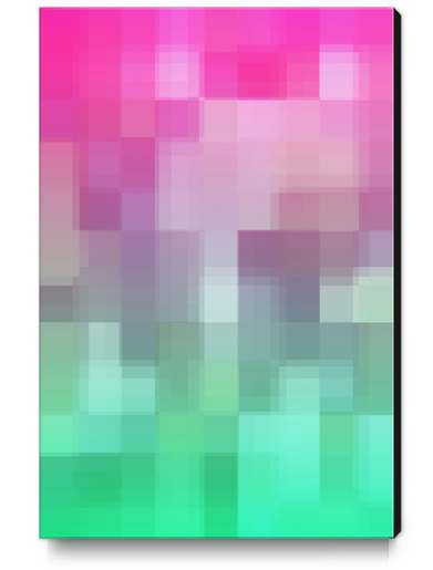 geometric pixel square pattern abstract background in pink green Canvas Print by Timmy333