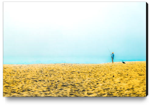 fishing at the sandy beach, Point Mugu beach, California, USA Canvas Print by Timmy333
