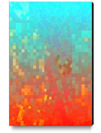 geometric pixel square pattern abstract background in blue orange Canvas Print by Timmy333