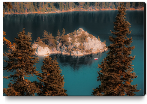 Island and pine tree at Emerald Bay Lake Tahoe California USA Canvas Print by Timmy333