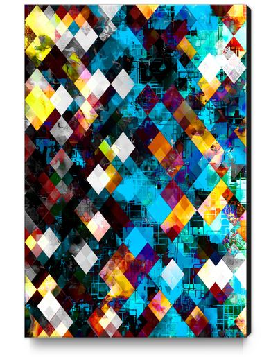 geometric pixel square pattern abstract background in blue yellow Canvas Print by Timmy333