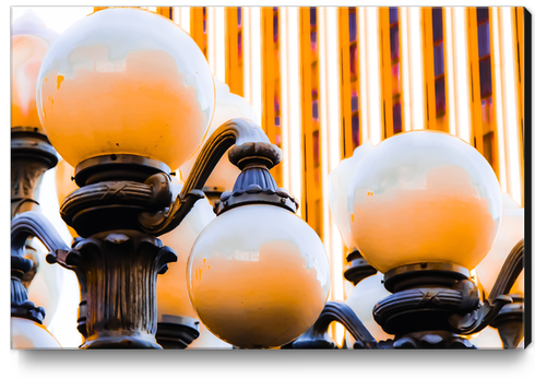 Closeup Urban Lights with building background at LACMA art museum, Los Angeles, California, USA Canvas Print by Timmy333