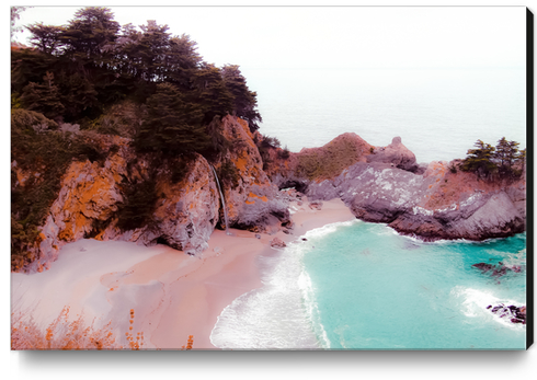 waterfall and beach at Mcway Falls, Big Sur, Highway 1, California, USA Canvas Print by Timmy333