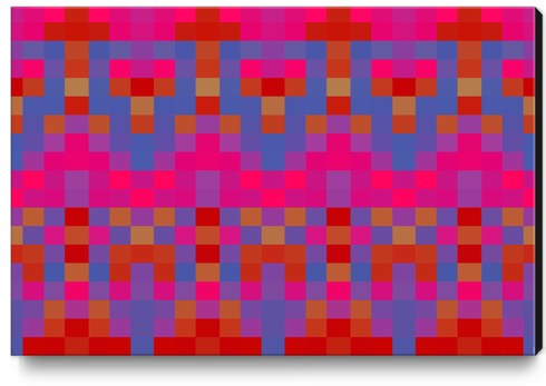 geometric symmetry pixel square pattern abstract background in pink red blue Canvas Print by Timmy333