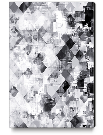 black and white geometric square pixel pattern abstract background Canvas Print by Timmy333