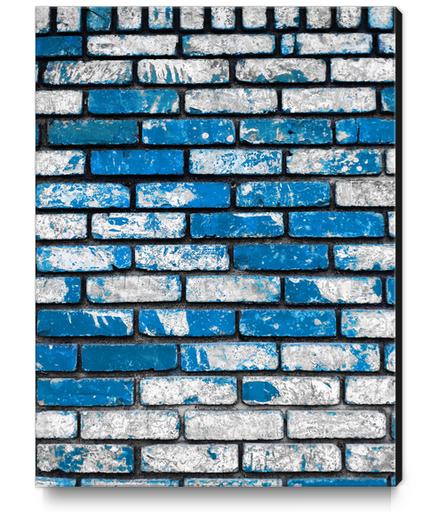 brick wall background in blue and white Canvas Print by Timmy333