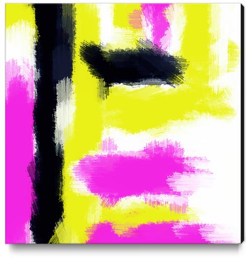 pink yellow and black painting abstract  Canvas Print by Timmy333