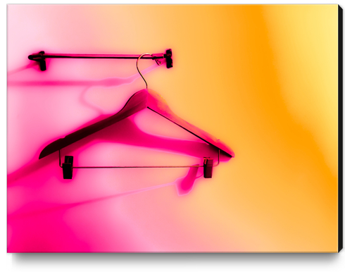 wood hanger with pink and orange wall background Canvas Print by Timmy333