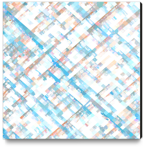 blue and brown geometric square pixel pattern abstract background Canvas Print by Timmy333