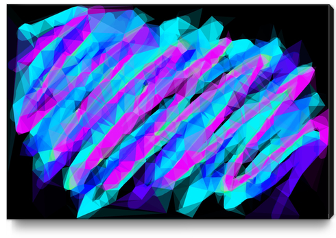 psychedelic geometric polygon abstract in pink blue with black background Canvas Print by Timmy333