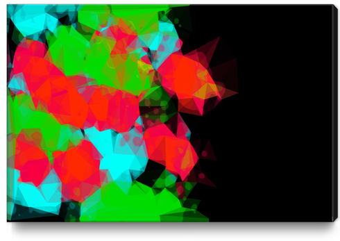 geometric triangle abstract pattern in green blue red with black background Canvas Print by Timmy333