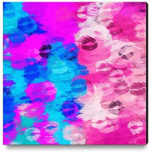 pink and blue kisses lipstick abstract background Canvas Print by Timmy333