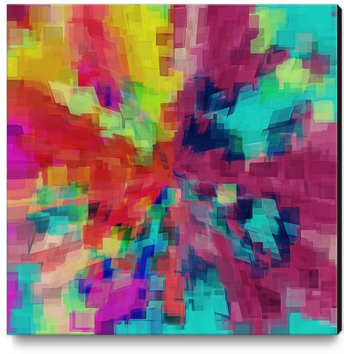 pink red orange yellow blue and green square pattern abstract background Canvas Print by Timmy333