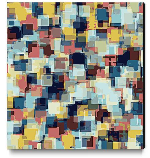 blue yellow and pink square pattern abstract background Canvas Print by Timmy333