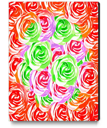 colorful rose pattern abstract in red pink green Canvas Print by Timmy333