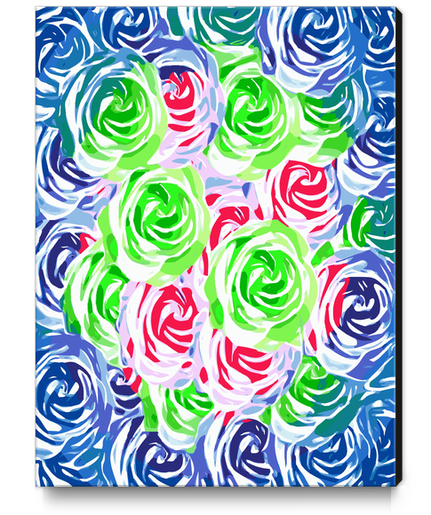 colorful rose pattern abstract in pink green blue Canvas Print by Timmy333