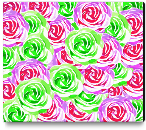 closeup rose pattern texture abstract background in pink red green Canvas Print by Timmy333