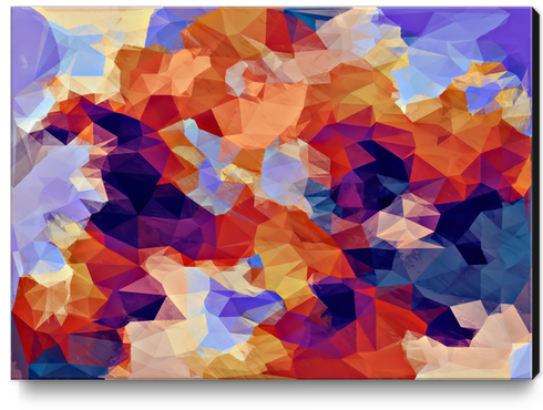 psychedelic geometric polygon pattern abstract in orange brown blue purple Canvas Print by Timmy333