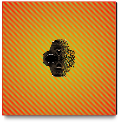 fractal black skull portrait with orange abstract background Canvas Print by Timmy333