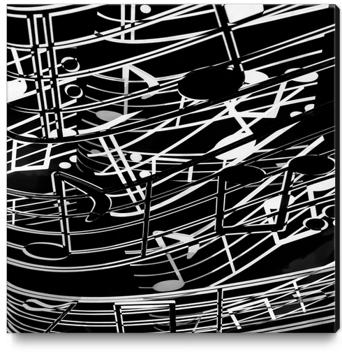 music note sign abstract background in black and white Canvas Print by Timmy333