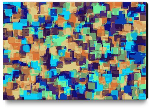 blue brown and orange square pattern abstract background Canvas Print by Timmy333