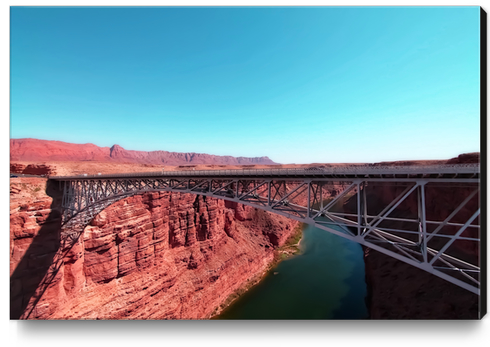 bridge over the river in the desert with blue sky in USA Canvas Print by Timmy333