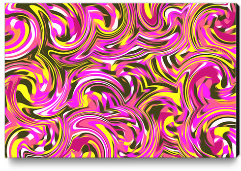 spiral line drawing abstract pattern in pink yellow black Canvas Print by Timmy333