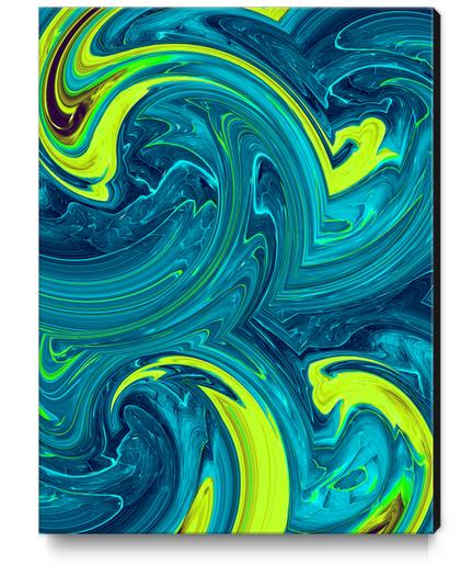 blue green and yellow curly painting texture abstract background Canvas Print by Timmy333