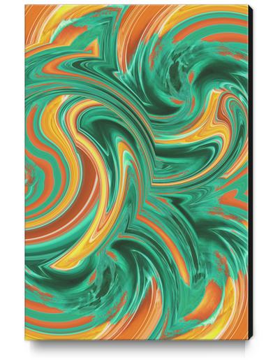 psychedelic graffiti wave pattern painting abstract in green brown yellow Canvas Print by Timmy333