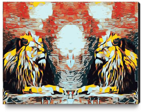 sleepy lions with red and black background Canvas Print by Timmy333