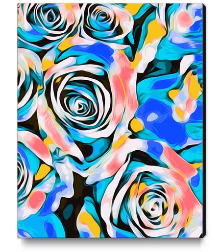 blue pink white and yellow roses texture background Canvas Print by Timmy333