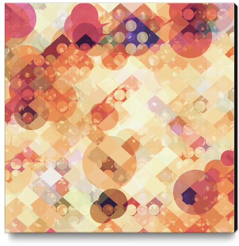 geometric square pixel and circle pattern abstract in orange brown Canvas Print by Timmy333