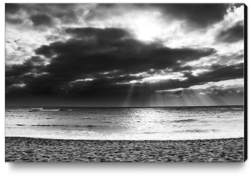 sandy beach with cloudy sky in black and white Canvas Print by Timmy333