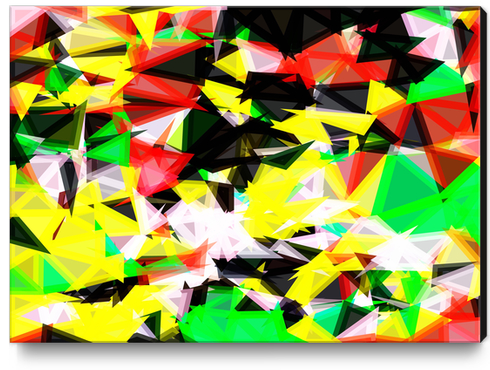 psychedelic geometric abstract pattern in green red yellow black Canvas Print by Timmy333