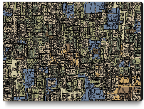 vintage psychedelic drawing and sketching abstract background in blue and brown Canvas Print by Timmy333