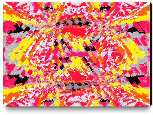 psychedelic geometric abstract pattern in red yellow black Canvas Print by Timmy333