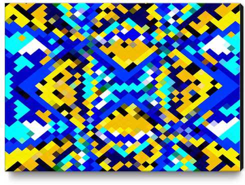 square pixel pattern abstract in blue and yellow Canvas Print by Timmy333