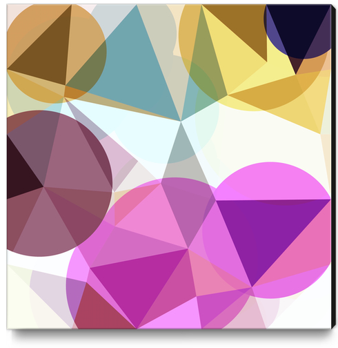 geometric triangle and circle pattern abstract in pink blue yellow Canvas Print by Timmy333