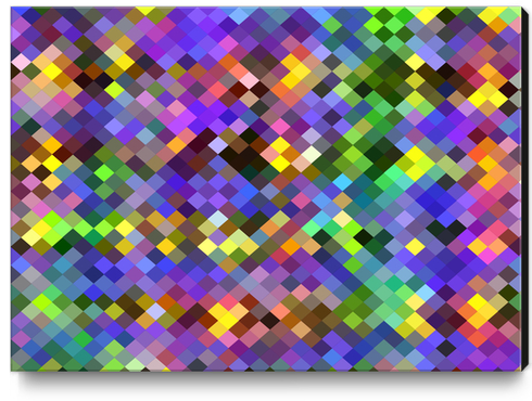 geometric square pixel pattern abstract in purple pink green yellow Canvas Print by Timmy333