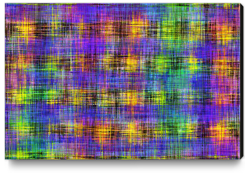 plaid pattern abstract texture in purple yellow green Canvas Print by Timmy333