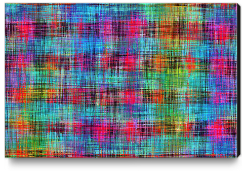 plaid pattern abstract texture in blue pink green yellow Canvas Print by Timmy333