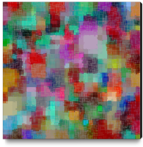 geometric square pixel pattern abstract in green blue red pink purple Canvas Print by Timmy333