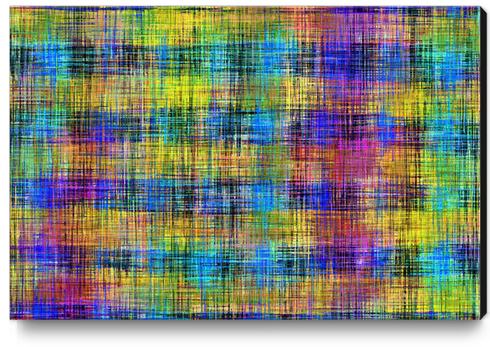 plaid pattern abstract texture in yellow pink blue Canvas Print by Timmy333