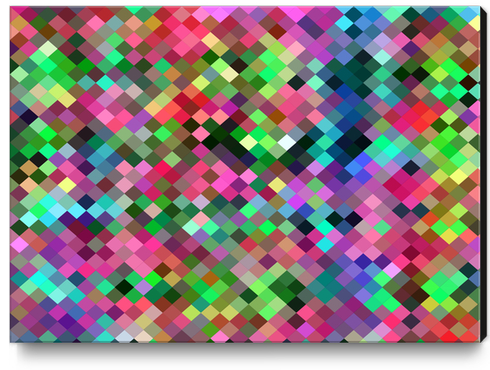 geometric square pixel pattern abstract in pink blue green Canvas Print by Timmy333