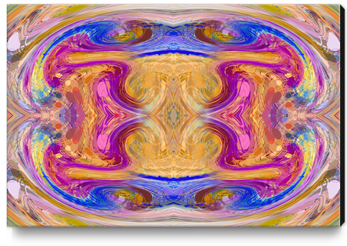 psychedelic geometric symmetry abstract pattern in pink yellow blue Canvas Print by Timmy333