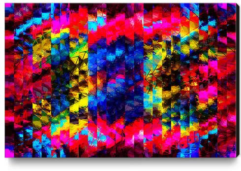 psychedelic geometric painting abstract pattern in red pink blue yellow Canvas Print by Timmy333