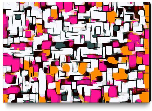 pink orange and black lines drawing abstract with white background Canvas Print by Timmy333