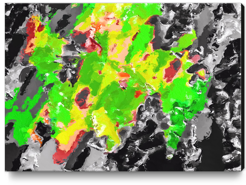 psychedelic splash painting abstract texture in in green yellow black Canvas Print by Timmy333